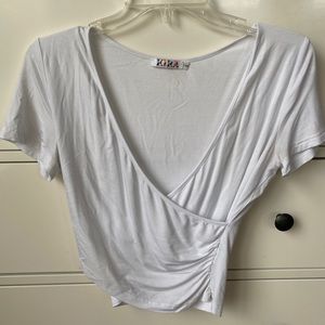 Cropped white v neck!
